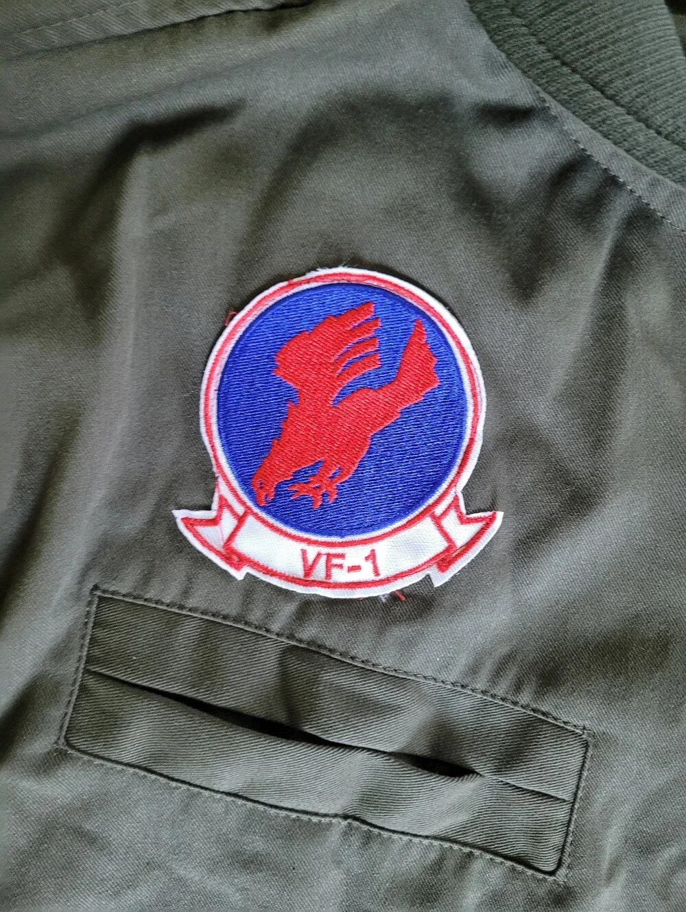Top Gun Flight Suit Costume - Olive Green Jumpsuit - Picture 8 of 16